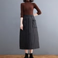 thumbnail image 1 of Moda invierno mujeres abajo s una línea de abajo con bolsillos tobillo de cinturo casual maxi negro más tamaño grueso a , De rayas, M A rayas Yinane Falda de mujer, 1 of 8