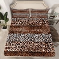 thumbnail image 2 of Castle Fairy Boys Girls Brown Leopard Print Twin Sheet Sets,Animal Print Patchwork Bedding, 2 of 7