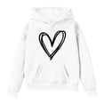 thumbnail image 4 of OYXSER Kids Girls Heart Graphic Hooded Sweatshirt Long Sleeve Pullover Top with Front Pocket Casual School Wear, White 7-8Y, 4 of 5