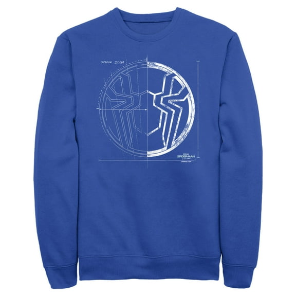 Men's Marvel Spider-Man: No Way Home Spider Icon Blueprint Sweatshirt Royal Blue Medium