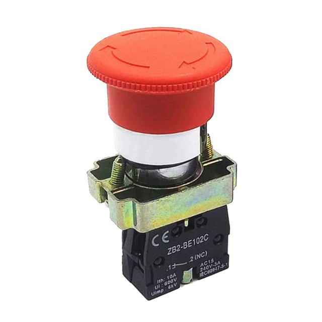 COMOK Interrupteur Rotatif Autobloquant d'Urgence Champignon Rouge 22mm NC 600V 10A ZB2-BE102C