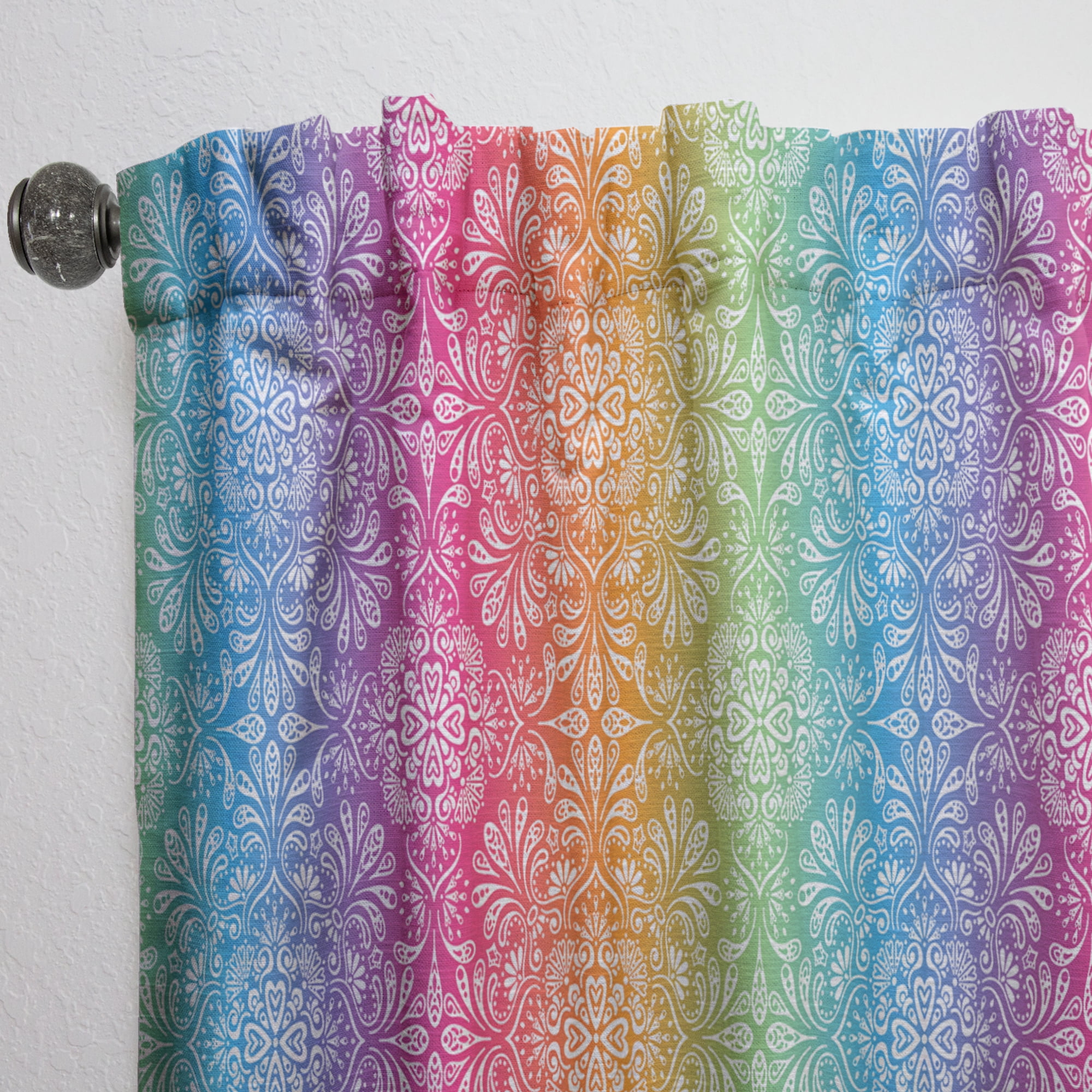 Designart 'Ethnic Floral Pattern On Rainbow' Bohemian & Eclectic Curtain Panel