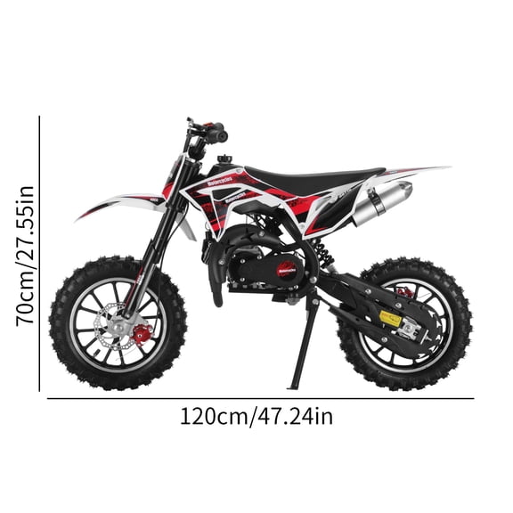 Porfeet 49cc 2-Stroke Kids Dirt Bike, Gas Power Motocross, Off Road Mini Motorcycle, Children Pocket Motorbike with Front Rear Disc Brakes, Pull Start,Black