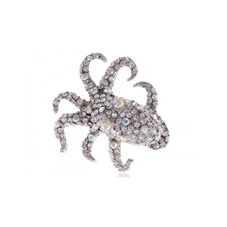 Collectible Sea Animal Creature Octopus Crystal Rhinestone Costume Pin Brooch