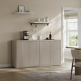 thumbnail image 6 of SICOTAS 66.3"W Large Kitchen Sideboard Buffet Cabinet with 4 Fluted Doors & Adjustable Shelves, Oversized Console Cabinet with Storage for Living Room, Coffee Bar Station for Dining Room, Light Grey, 6 of 10