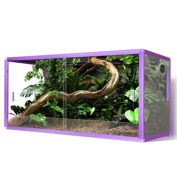 120 Gallon Reptile Terrarium, 4x2x2 ft Light Weight Reptile Enclosure, Colored Reptiles Tank with Tempered Glass Door