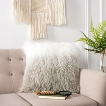 SAFAVIEH Suri Sheep Skin Solid Plush Fur Pillow, 20" x 20", White/Grey