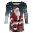thumbnail image 6 of Xdegoge Christmas Shirt for Women 3/4 Sleeve Santa Funny Graphic T-Shirt Crewneck Vintage Casual Tops Pullover Family Holiday Casual Blouse Gifts 2025 Fall Winter Festival Clothes Fit Party, 6 of 7