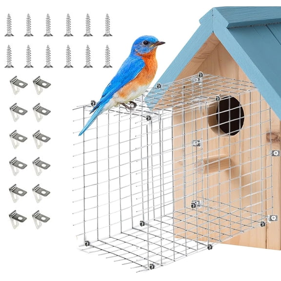 Metal Bird House Entrance Hole Protector,Bexikou Stainless Steel Birdhouse Predator Guards,Sparrow Guard for Eastern Bluebird Nesting Box, Safe for Baby Birds (Square, Silver)