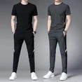 thumbnail image 4 of Conjuntos de camiseta y pantalones de corte regular para hombre, ropa básica para hombre, ropa deportiva estética, chándal para correr, top esencial, trajes deportivos holgados, 4 of 4