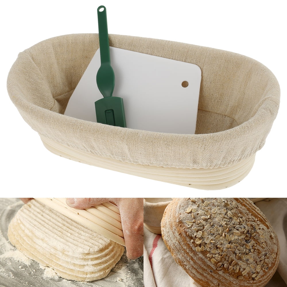 Oval/Round Shaped Dough Proofing Rising Rattan Basket with Liner for Professional and Home Bakers Banneton Bread Proofing Basket for Bread Baking 10inch Oval