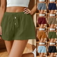 thumbnail image 1 of FNFYFH Walmart Weekend Deals Cotton Linen Shorts for Women Drawstring Elastic High Waisted Workout Shorts Summer Causal Breathable Solid Color Athletic Short Pants,Green S-XXL, 1 of 9
