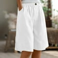 thumbnail image 2 of Baberdicy Clearance Sales under $15 Women's Summer Cotton Linen Shorts Loose Fit Elastic Waist Knee Length Cosy Shorts Casual Beach Shorts with Pockets White 3Xl, 2 of 7