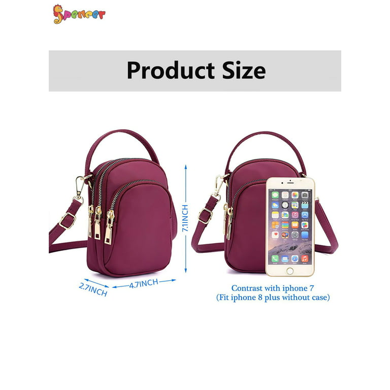 Spencer Mini Cell Phone Purse Small Crossbody Shoulder Bag Smartphone Nylon  Pouch Wallet for Women Girls (4.7 * 2.7 * 7.1,Black) 