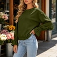thumbnail image 5 of ClodeEU Women's Crew Neck Elastic Waist Cropped Sweatshirt,Ruffle Flare Long Sleeve Casual Pullover Tops ,Women's Plus L, 5 of 7