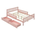 thumbnail image 3 of Full Size Wood Platform Bed with Guardrails (Both Sides) and Two Storage Drawers, Pink, 3 of 8