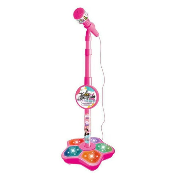 Yucurem 2026 Star Microphone with Stand, All in One Microphone Toy for Birthday Parties Singing, Portable Karaoke Machine for Singing, Music Play for Kids (Pink)