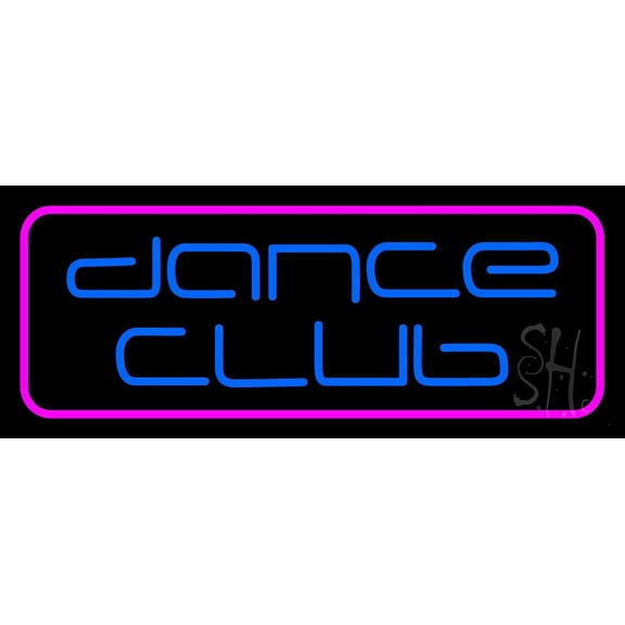 Blue Dance Club Pink Border LED Neon Sign 13" Tall x 32" Wide - inches Black Square Cut Acrylic Backing, with Dimmer - Premium built indoor Sign for Strip Club, Dance club, Décor, Bar.