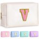 thumbnail image 1 of Bolsa de maquillaje TOPEAST Initial Pearly White V de piel sintética impermeable, 1 of 7