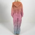 thumbnail image 4 of Miluxas Women Plush Hooded Jumpsuit Fuzzy Pajamas Gradient Color Long Sleeve Zipper Cute Winter Warm Onesie Rompers Pink XXL(XXL), 4 of 6