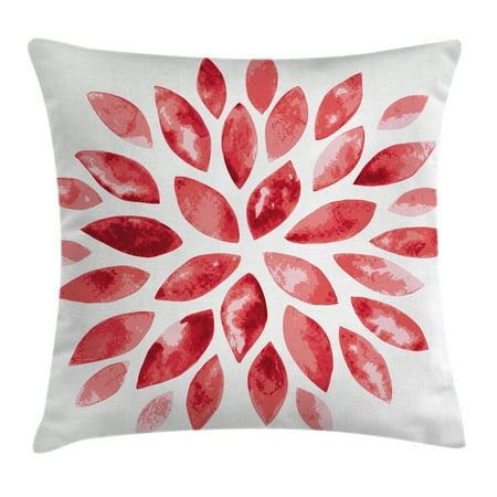 - Floral Throw Pillow Cushion Cover, Watercolor Style Flower Buds Petals Nature Beauty Blossom Artistic Boho Flourish Print, Decorative Square Accent Pillow Case, 18 X 18 Inches, Ruby Red, by Ambesonne