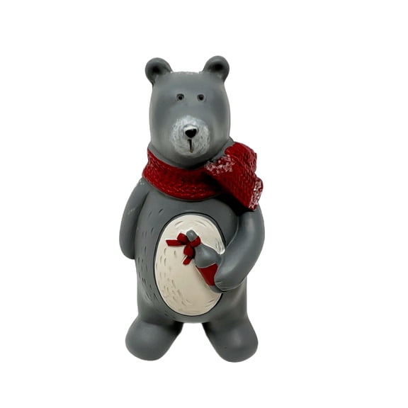 Christmas Bear Small Figurine Winter Holiday Display Decor Table or Shelf