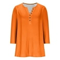 thumbnail image 6 of CLOISE 3/4 Length Sleeve Womens Tops Plus Size V Neck Shirt Button Solid Color Pullover Casual Fall Winter Clothes, 6 of 8
