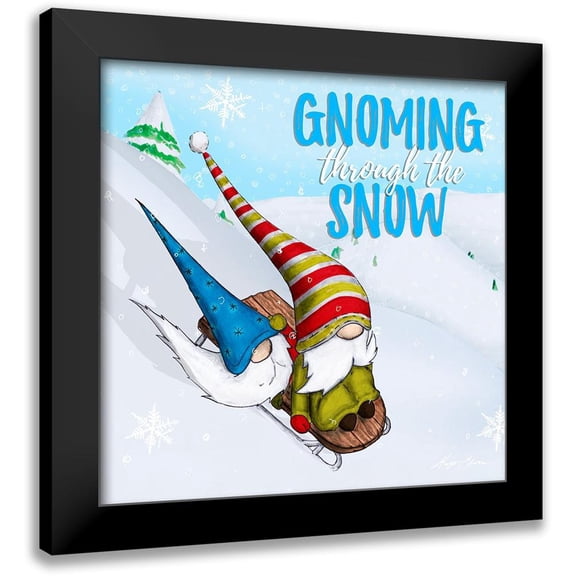 Edwins, Hugo 12x12 Black Modern Framed Museum Art Print Titled - Ski Gnomes II