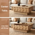 thumbnail image 5 of LKTART 38.6" Mid Century Modern Coffee Table with Sliding Top  Hidden Storage, Solid Wood Veneer Rectangle Center Table for Living Room Home, Natural, 5 of 9