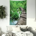 thumbnail image 3 of Forest Tapestry, Path and the Waterfall Board in Croatia Cascade Garden Lake Fence Peaceful View, Wall Hanging for Bedroom Living Room Dorm Decor, 40W X 60L Inches, Brown Green, by Ambesonne, 3 of 5