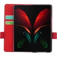 thumbnail image 3 of Galaxy Z Fold 2 5G Genuine Cowhide Leather Wallet Case,Flip Folio Magnetic Buckle Closure,Card Slots Holder,Cash Pockets Cover Case with Kickstand Cases for Samsung Galaxy Z Fold 2,Red, 3 of 7