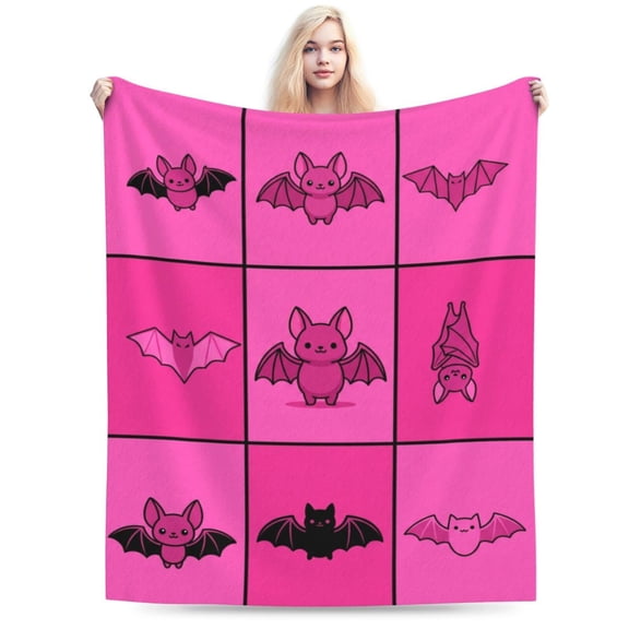 Halloween Bat Blanket, Soft Flannel Throw, Cozy Fuzzy Blanket for Couch Sofa Bedroom, All Season Home Decor 50x40