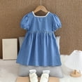 thumbnail image 5 of CYRBOKO Toddler Girls Denim Dresses, Gift A-line Short Sleeve Casual Summer Dresses Blue Size 5-6 T, 5 of 5