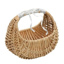 LAJFDIA Small Wicker Basket with Handle, Wedding Flower Girl Baskets, Sturdy Picnic Basket for Garden Storage Home Decor