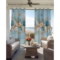 thumbnail image 4 of Beach Coastal Blue Blackout Curtains 84 Inches Long, Nautical Shell Starfish Coral Summer Thermal Insulated Black Out Curtains, Darkening Window Curtain for Bedroom Living Room 52"x84" 2 Panels, 4 of 9