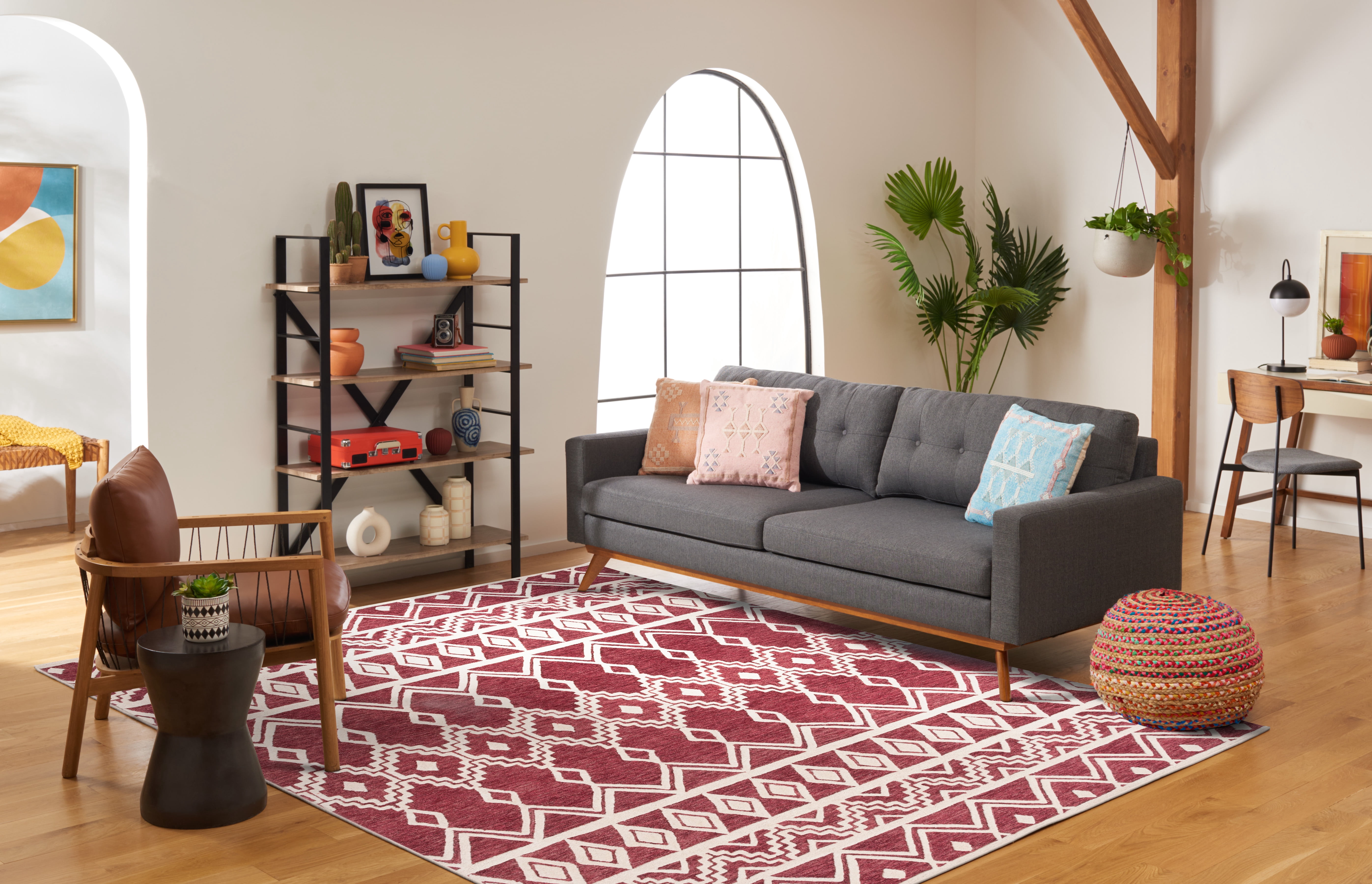 SAFAVIEH Abstract Torrey Geometric Wool Area Rug, Red/Ivory, 4' x 6'