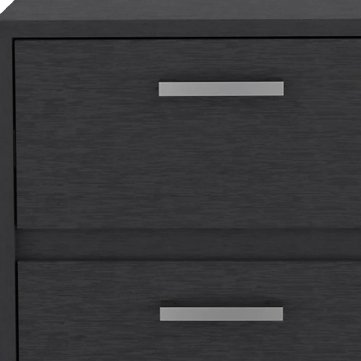 HomeRoots 19 in. Two Drawer Faux Wood Nightstand, Black