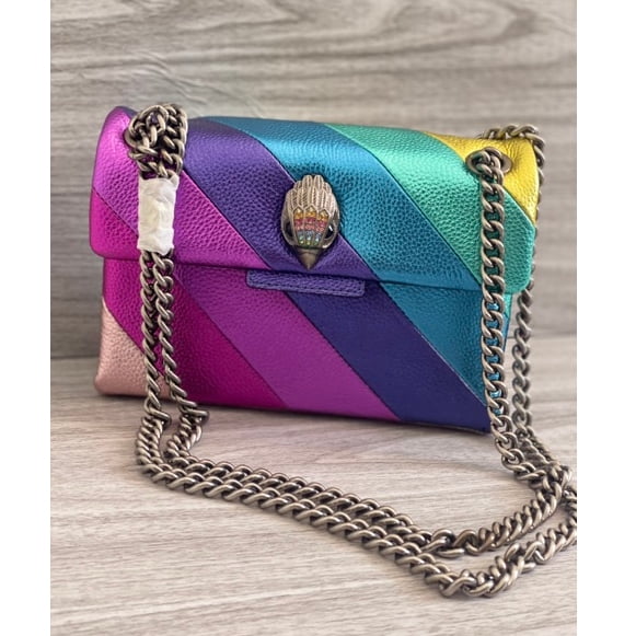Kurt Geiger London Bolso Original Mediano Y Pequeño Patrón De Onda Arco Iris Las Mujeres De Cadena De Metal Color De Un Hombro Crossbody Mensajero Cuadrado
