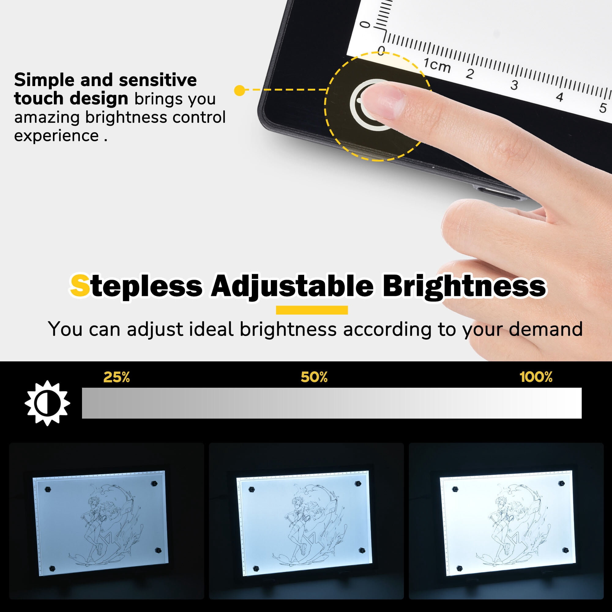 Yescom Portable A4 Light Pad Diamond Painting Light Board Light Box for Tracing Dimmable for Art Diamond Painting Drawing Sketching Tattoo Animation