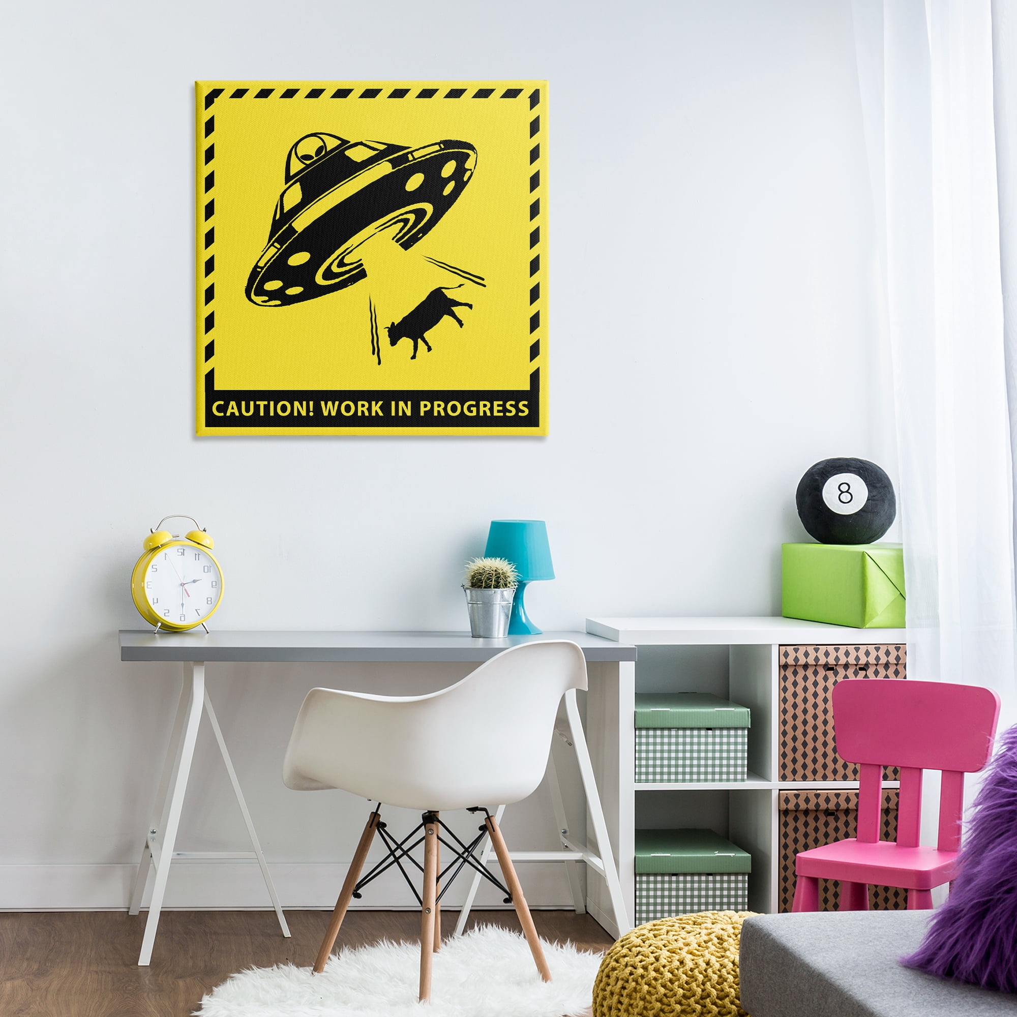 Stupell Industries Work In Progress UFO Novelty & Humor Painting Wrapped Canvas Art Print Wall Art, 30 x 30
