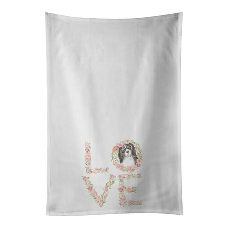 

Cavalier Spaniel Tricolor #2 LOVE White Kitchen Towel Set of 2 19 in x 28 in