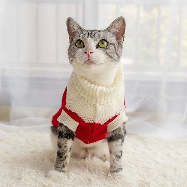 Pull pour Chat Mignon Vêtements Chauds d'Hiver pour Chat Portable