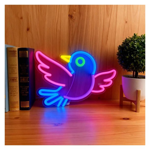 Letrero De Neón De Pájaro Con Alimentación USB, Ideal Para Negocios, Bares, Clubes, Dormitorios, Cafeterías,34x27cm