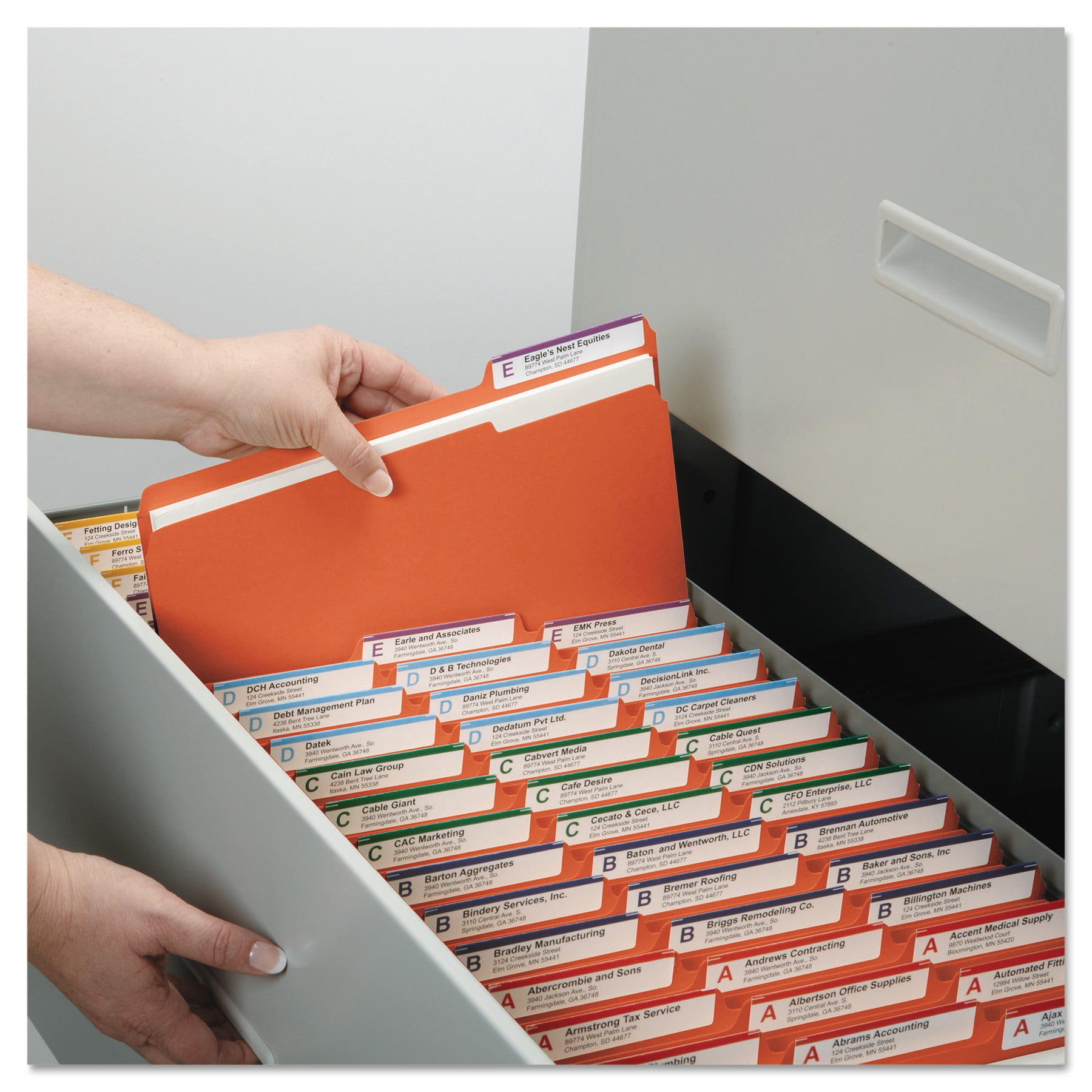 Smead 12534 File Folders, 1/3 Cut, Reinforced Top Tab, Letter, Orange, 100/Box