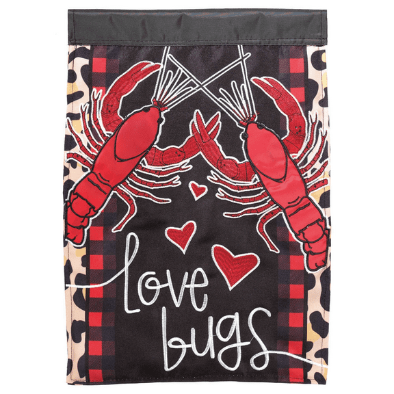 Magnolia Gardens M011379 13 x 18 in. Double Applique Crawfish Lovepoly & Print Garden Flag