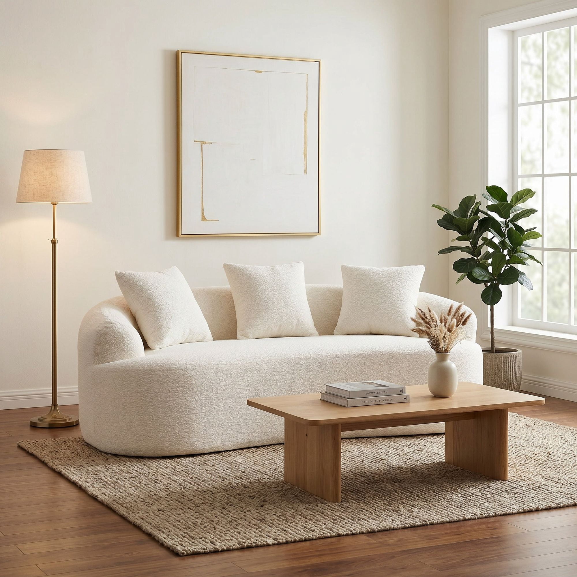 Sailvan Curved Loveseat No-Assembly Chenille Sofa for Small Spaces