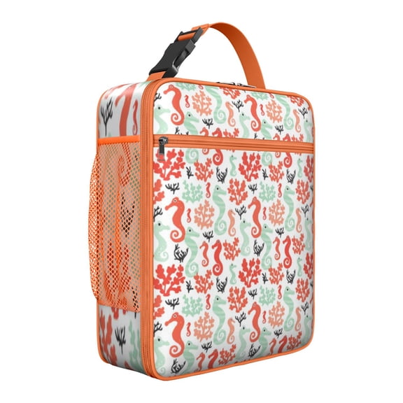 Ocean Seahorse Insulated Lunch Cooler Box, Reusable Leakproof Lunch Box for Men & Women - Portable Tote for Fishing, Office and Beach Trips
