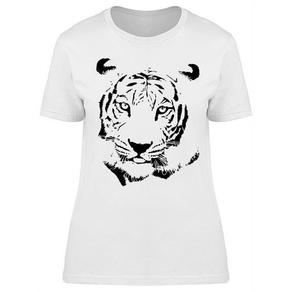 White Tiger Sketch Head T-Shirt Women -Image by Shutterstock, Female x-Large