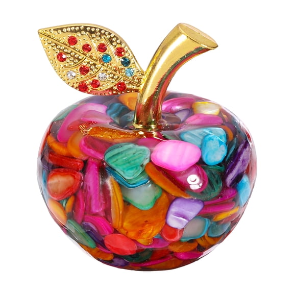 Uxcell Crystal Apple Figurine, Artificial Fruit Statue Collectible Crystal Crafts Paperweight Craft Decoration for Home Office Centerpiece Decor Holidays Gifts, Rainbow Colors