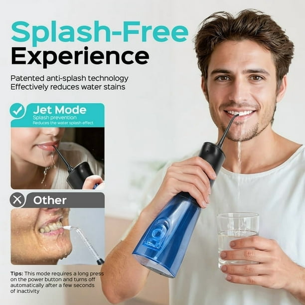 COSLUS Irrigador bucal portátil recargable con agua, modos y
